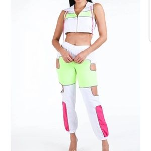 Color Blocked Windbreaker Top & Jogger Set